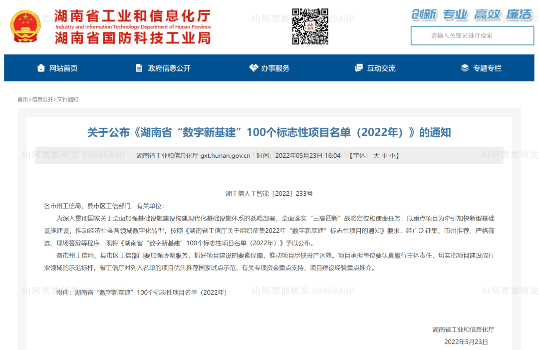数字化新基建的“弄潮儿”！beat365官网两项目入选2022年湖南省“数字新基建”标志性项目